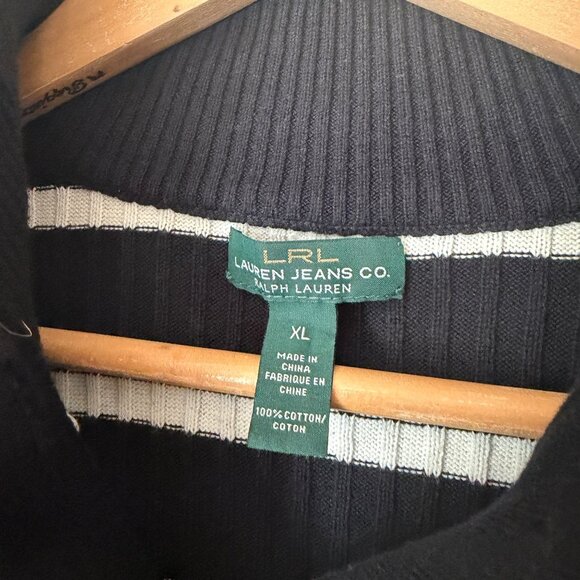 Ralph Lauren Mock Neck Ribbed Knit Striped Sweater Womens Size XL Classic Preppy - Picture 4 of 7